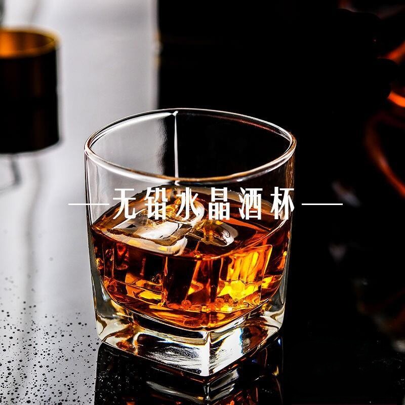 洋酒杯家用高颜值四方加厚底钢化杯无铅玻璃酒吧专用啤酒杯啤酒茶