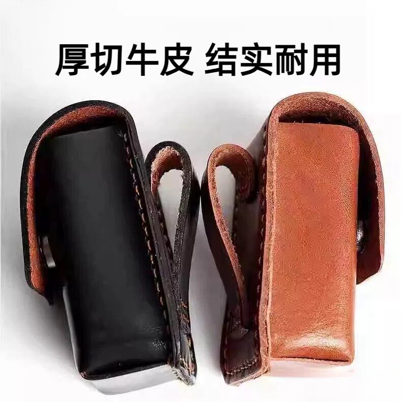 头层牛皮皮折叠老花镜眼镜盒可穿皮带挂腰包男女皮套便携眼镜套