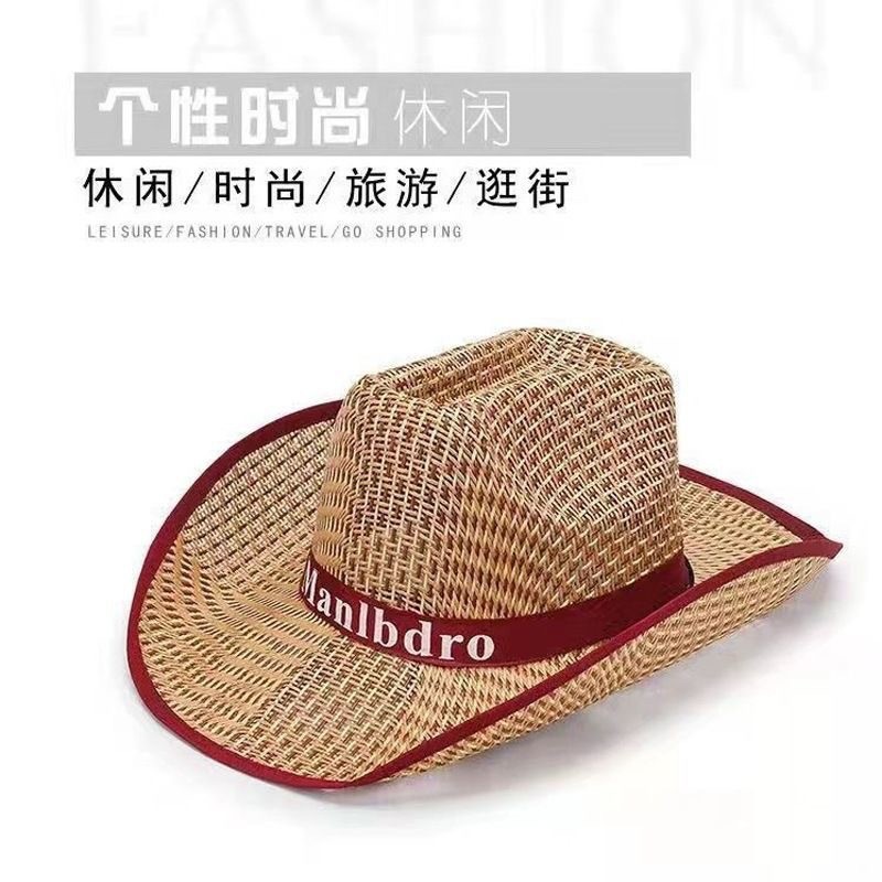 草帽遮阳防晒夏天海边沙滩帽男士遮阳帽防晒遮阳帽编织透气钓鱼帽