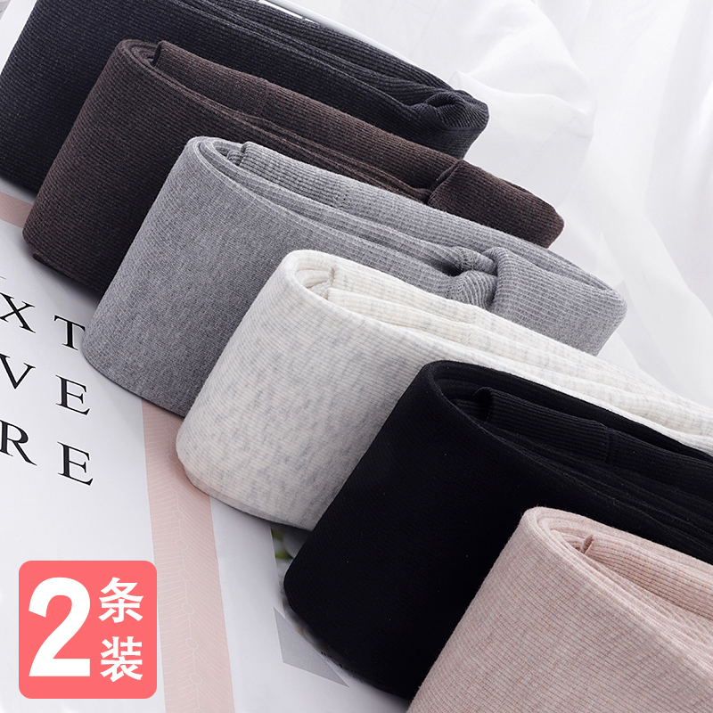 加绒螺纹打底裤女外穿薄款春秋冬加厚保暖瘦腿棉裤袜黑色内穿秋裤