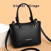 Mirage黑色荔枝纹牛皮手提斜挎包女时尚 2026新款 Atelier 百搭小包