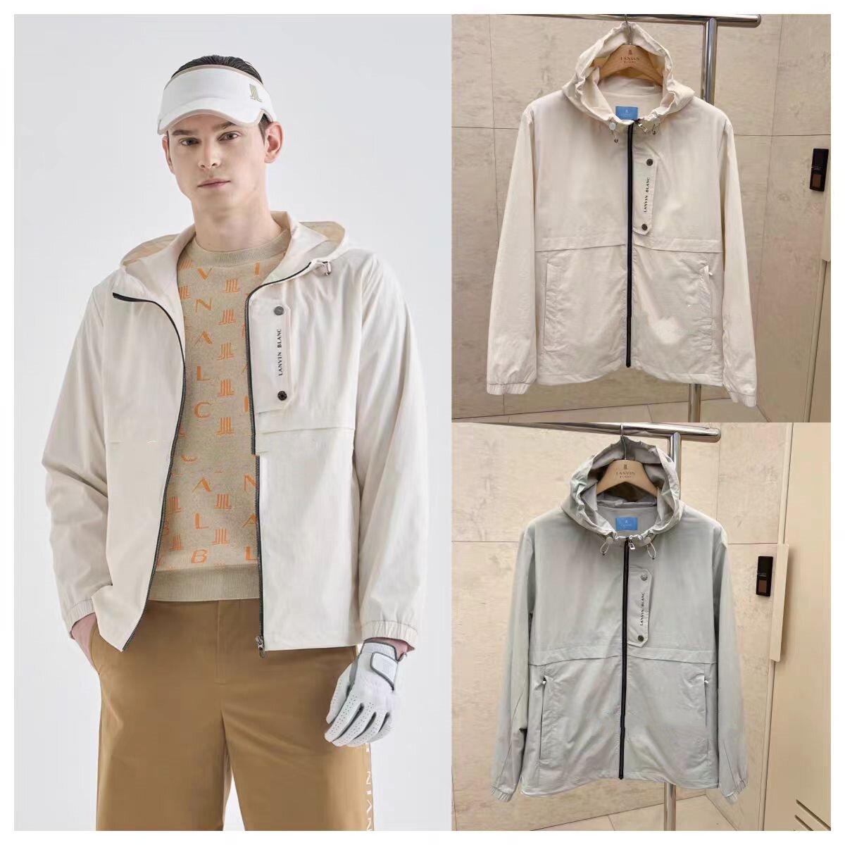 高尔夫服装男款连帽长袖防风衣