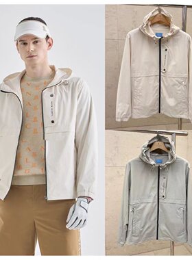 高尔夫服装男款连帽长袖防风衣