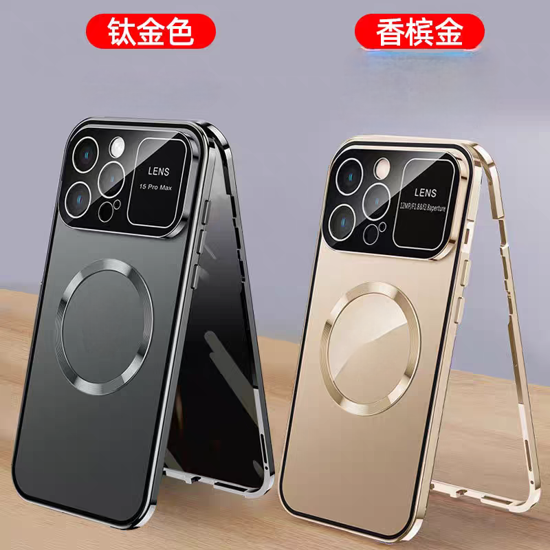 适用苹果16promax手机壳2025新款iphone15pro钛铝合金金属边框13前后全包12pm金色14外壳壳膜一体仿秒变改17