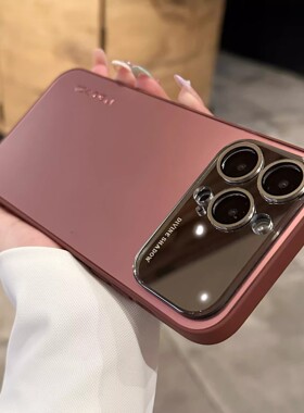 适用苹果官16promax手机壳iphone15全包2025新款14pro女款高级感轻奢11高端13外壳12男大视窗酒红色秒变改17