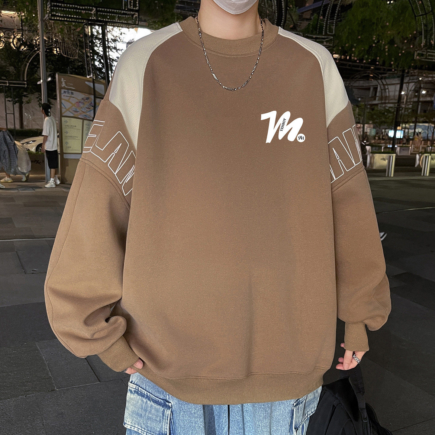 青少年长袖圆领卫衣初高中学生男大童潮流套头衫春秋季帅气上衣服