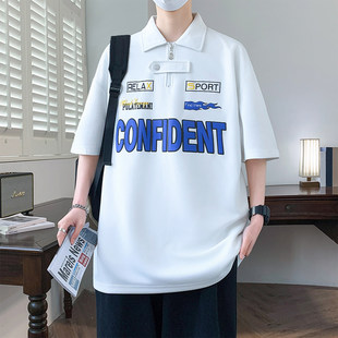 t恤大童夏装 男孩高中初中学生帅气半袖 宽松上衣 polo衫 青少年短袖