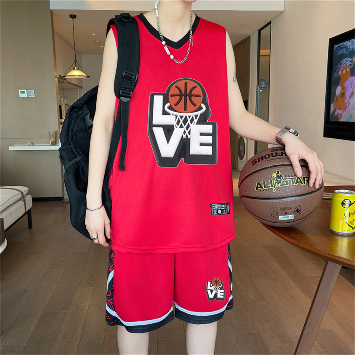 青少年速干休闲运动套装男孩初高中学生夏装篮球服一套背心训练服