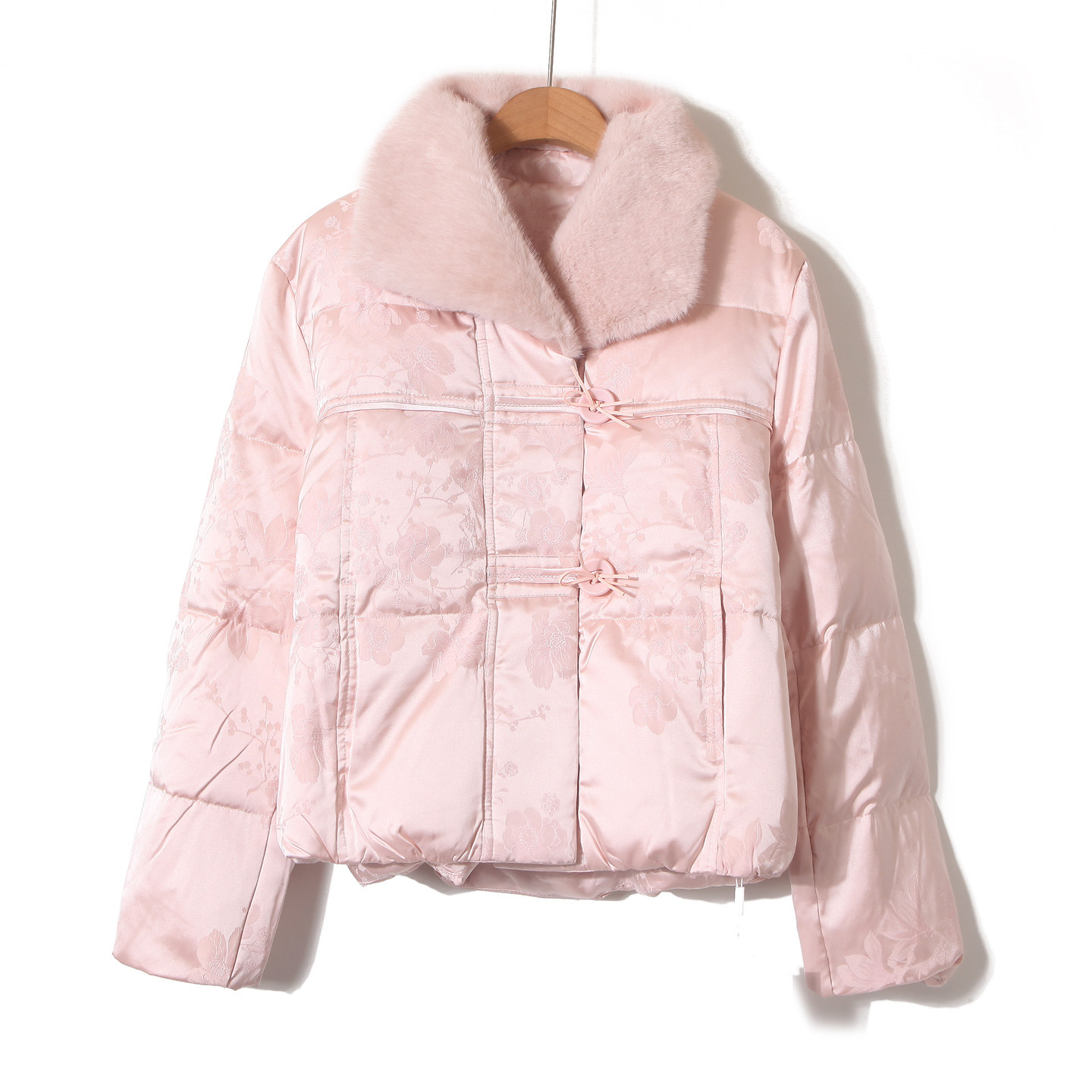 新中式国风提花水貂毛短款羽绒服女冬季新款小个子白鸭绒保暖外套,女装/女士精品,羽绒服,淘宝优惠券,粉丝福利购,淘宝优惠卷