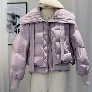 小个子石墨烯云绒棉服2025冬季新款时尚减龄大翻领超好看保暖外套