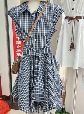 不规则格子衬衫连衣裙女2026夏季韩系学院风减龄休闲小个子短裙子