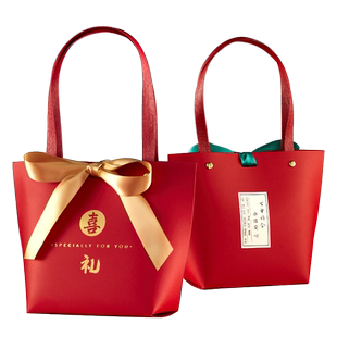 结婚手提高档伴手回礼新款喜糖空盒子大号宝宝宴满月包装袋高级感