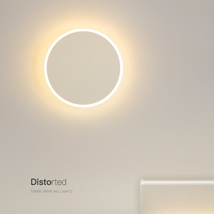 简约壁灯led床头灯现代北欧圆形温馨主卧室灯具创意客厅灯背景灯