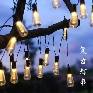 户外led太阳能大球泡灯串G50庭院露营天幕圣诞节日氛围灯复古简约