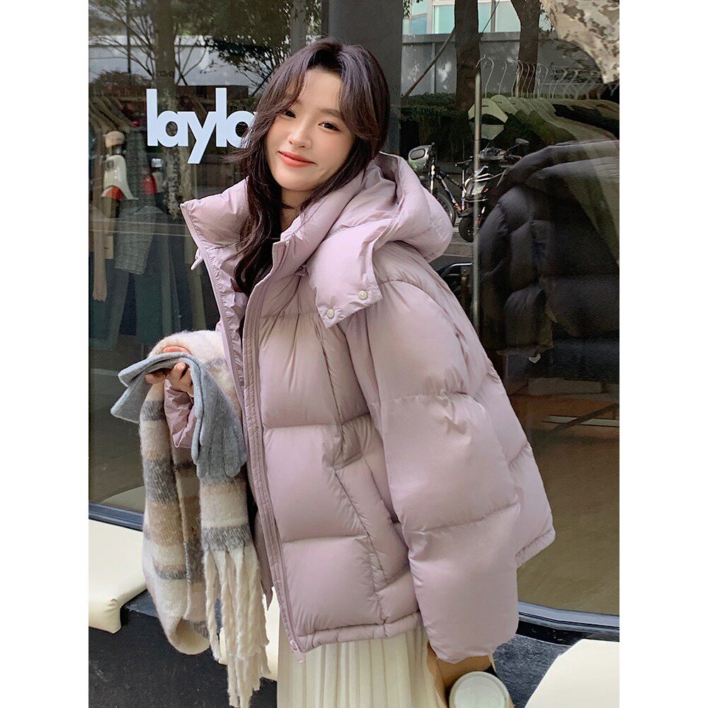 专柜正品轻奢泡芙羽绒服2025冬季小个子连帽加厚短款90白鸭绒外套