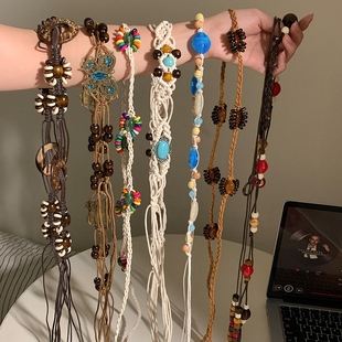 波西米亚复古风腰带女手工编织装饰配裙子裤子百搭高级感小众腰链