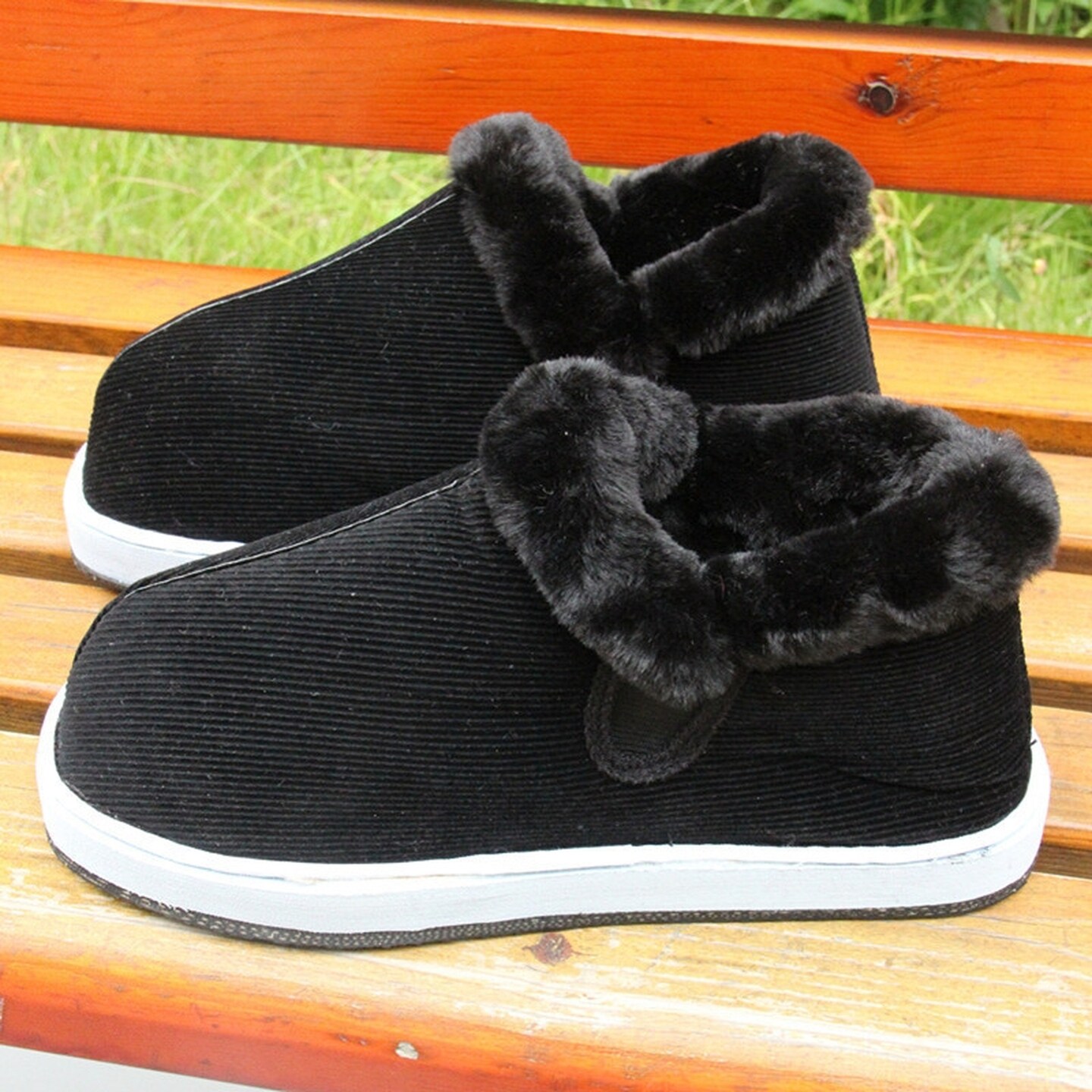 冬季加绒加厚手工棉鞋女防滑保暖老年人室内家居耐磨毛棉拖鞋男士