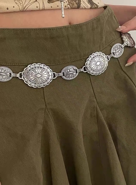 衣服腰链子配饰银色设计感复古百搭配连衣裙夏季腰带高级感加长款