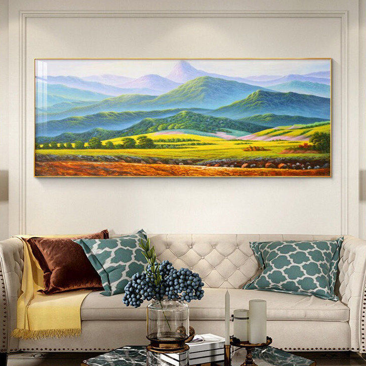 背景墙山水画大气靠山挂画壁画装饰画客厅高级现代背有沙发简约感,家居饰品,国画,淘宝优惠券,粉丝福利购,淘宝优惠卷