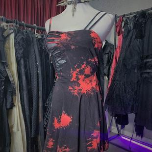 朋克摇滚黑红染吊带连衣裙DW644 LOVE哥特女装 DARK