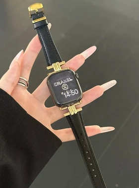 iwatchS10表带高级感真皮复古适用苹果手表98se11代ultra秋冬皮质