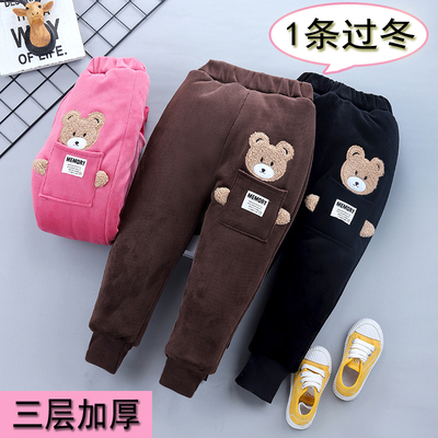 儿童棉裤三层加厚冬季保暖裤裤子