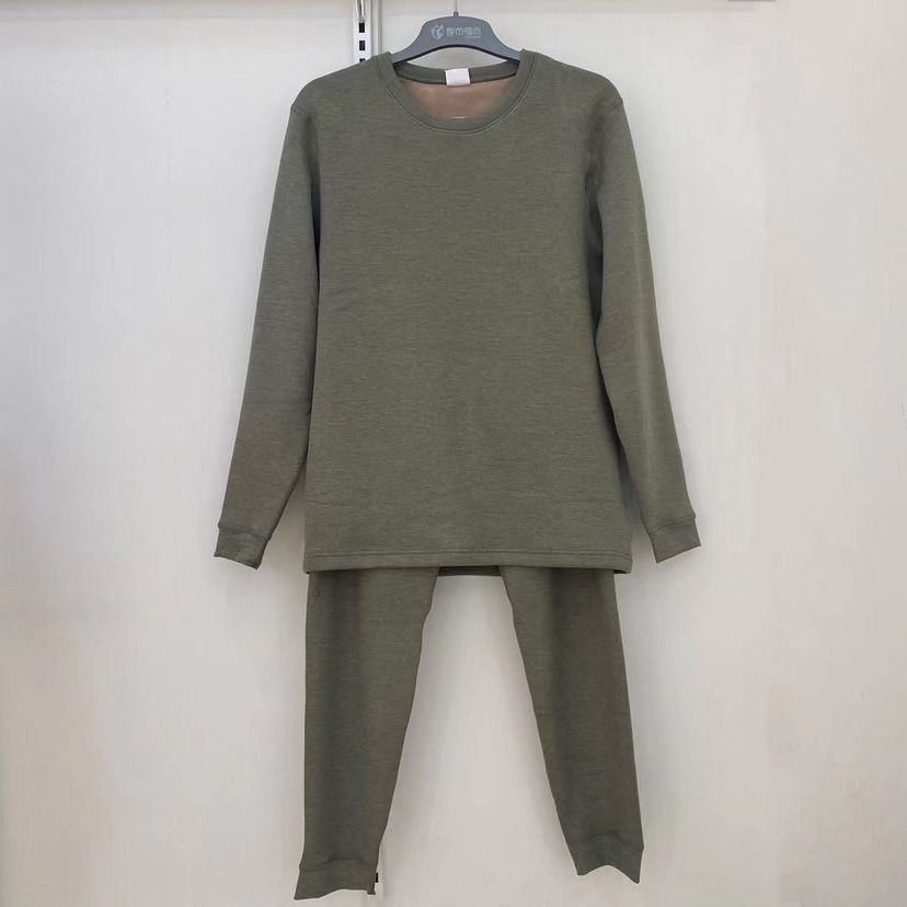 加厚长袖保暖套装双面暖绒简约男