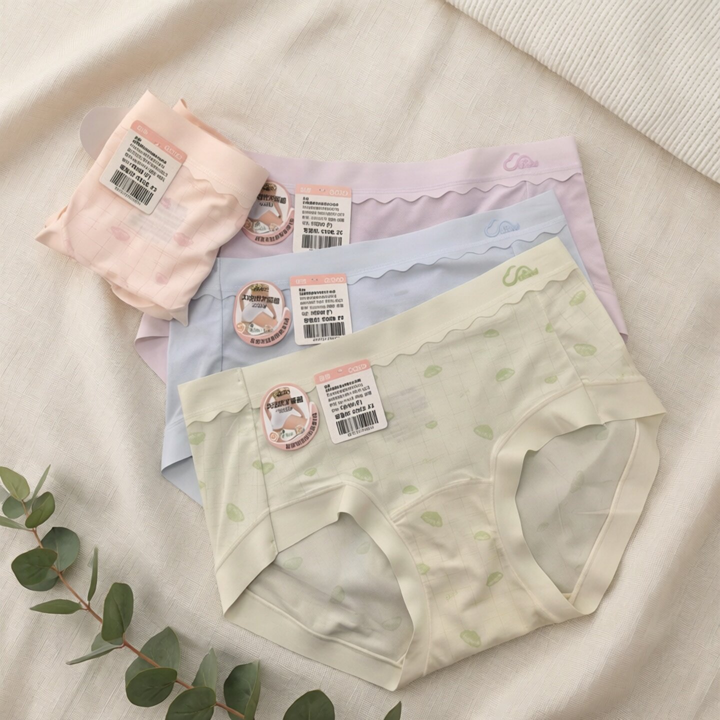 香蜜闺秀26101013日常柔美冰丝云朵中腰女士内裤买二送一买三送二