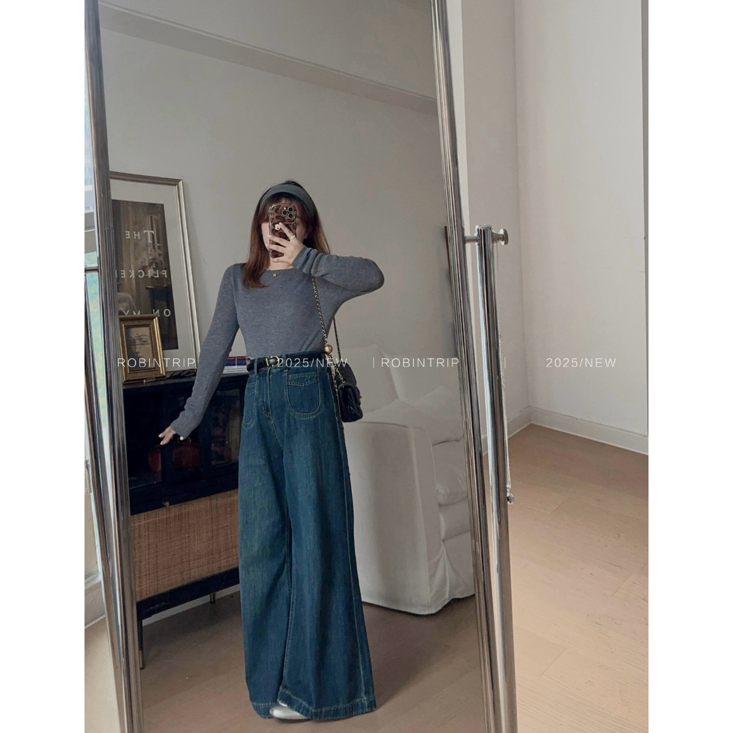 知更鸟昂酱小个子加绒长裤牛仔裤