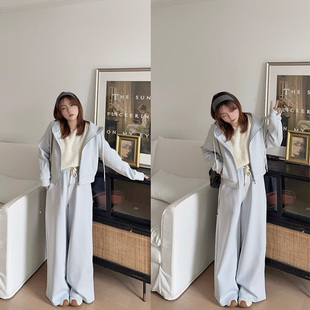 两件套 休闲运动卫衣外套阔腿裤 知更鸟昂酱 小个子加绒加厚套装