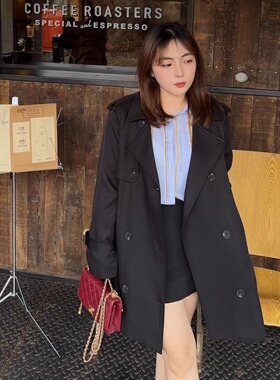 知更鸟昂酱小个子韩系中长款气质收腰风衣女春季新款学院风外套