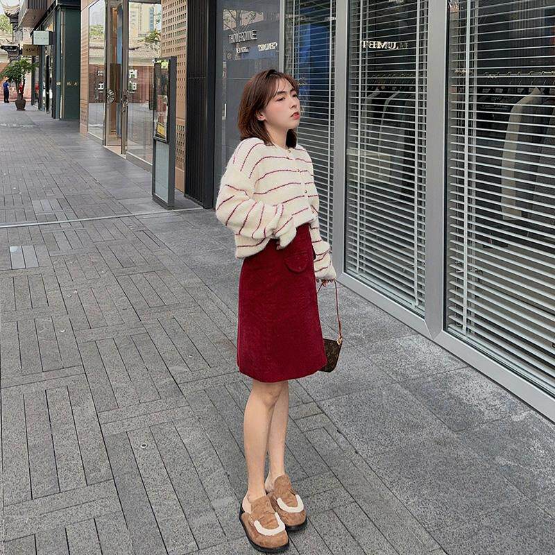 知更鸟昂酱 小个子复古气质法式微A字型显瘦灯芯绒高腰半身裙中裙,女装/女士精品,半身裙,淘宝优惠券,粉丝福利购,淘宝优惠卷