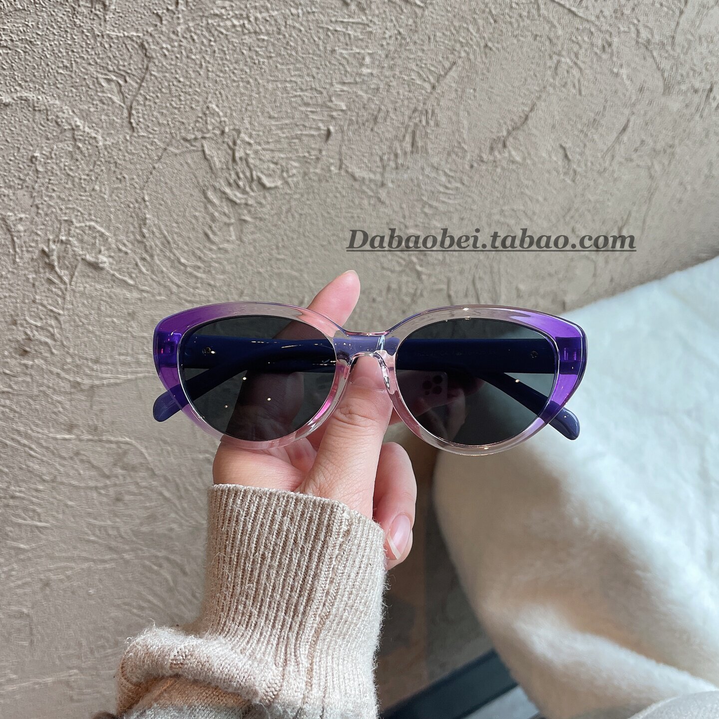 复古猫眼太阳镜女高级感彩色镜框防紫外线墨镜男女通用椭圆形遮阳