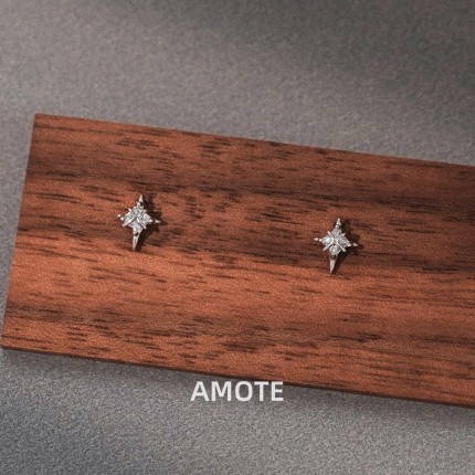 AMOTE《星愿》十字星耳钉S925银耳环百搭通勤小众时尚精致感耳饰
