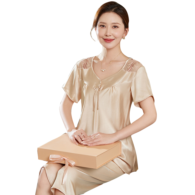 2025新款礼盒妈妈睡衣夏装女款夏季中年中老年女士冰丝短袖家居服