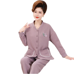 中老年人家居服女秋冬季纯棉加厚保暖空气棉妈妈老人婆婆奶奶睡衣
