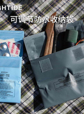 日本HIGHTIDE penco防水收纳袋折叠文具笔袋皮质CARRY-TITE魔术贴多功能复古收纳包便携式大容量pvc旅行防偷