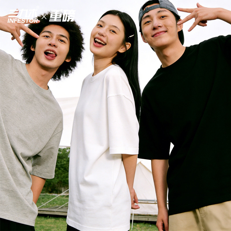 欧版街舞hiphop街头纯棉宽松bboy滑板纯色大码嘻哈男女情侣短t袖