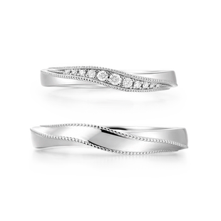 ONE SWEAR/梵誓波澜简约镶钻对戒定制铂金钻石婚戒女戒情侣对戒