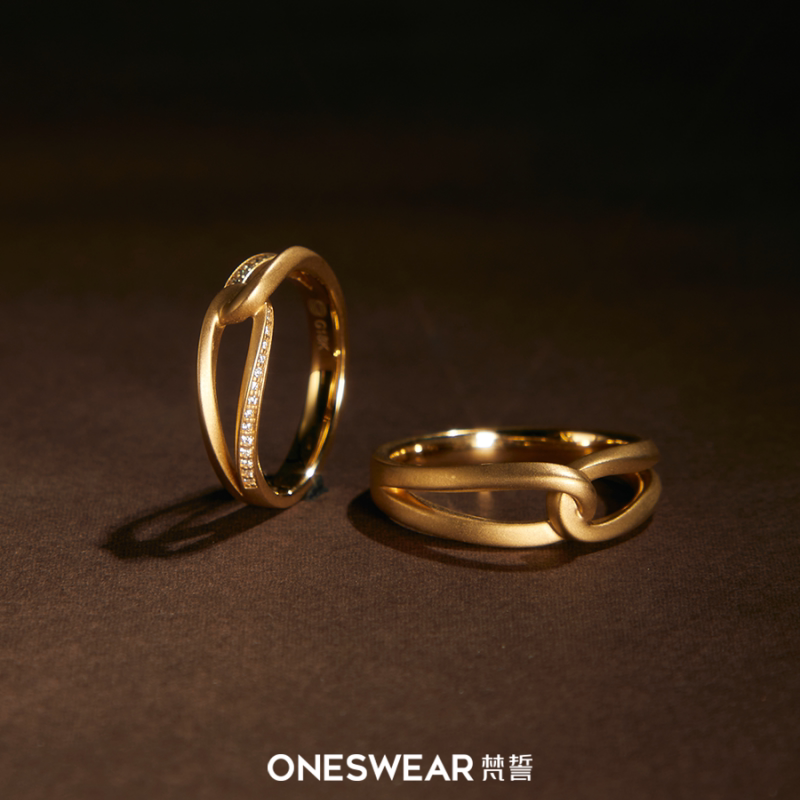 one swear/梵誓抱抱 结婚对戒定制 18k金镶钻女戒爱情珠宝婚戒
