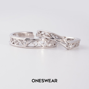 小众设计结婚对戒指环 情侣对戒卷草纹爱情礼物戒指 梵誓 蔓语