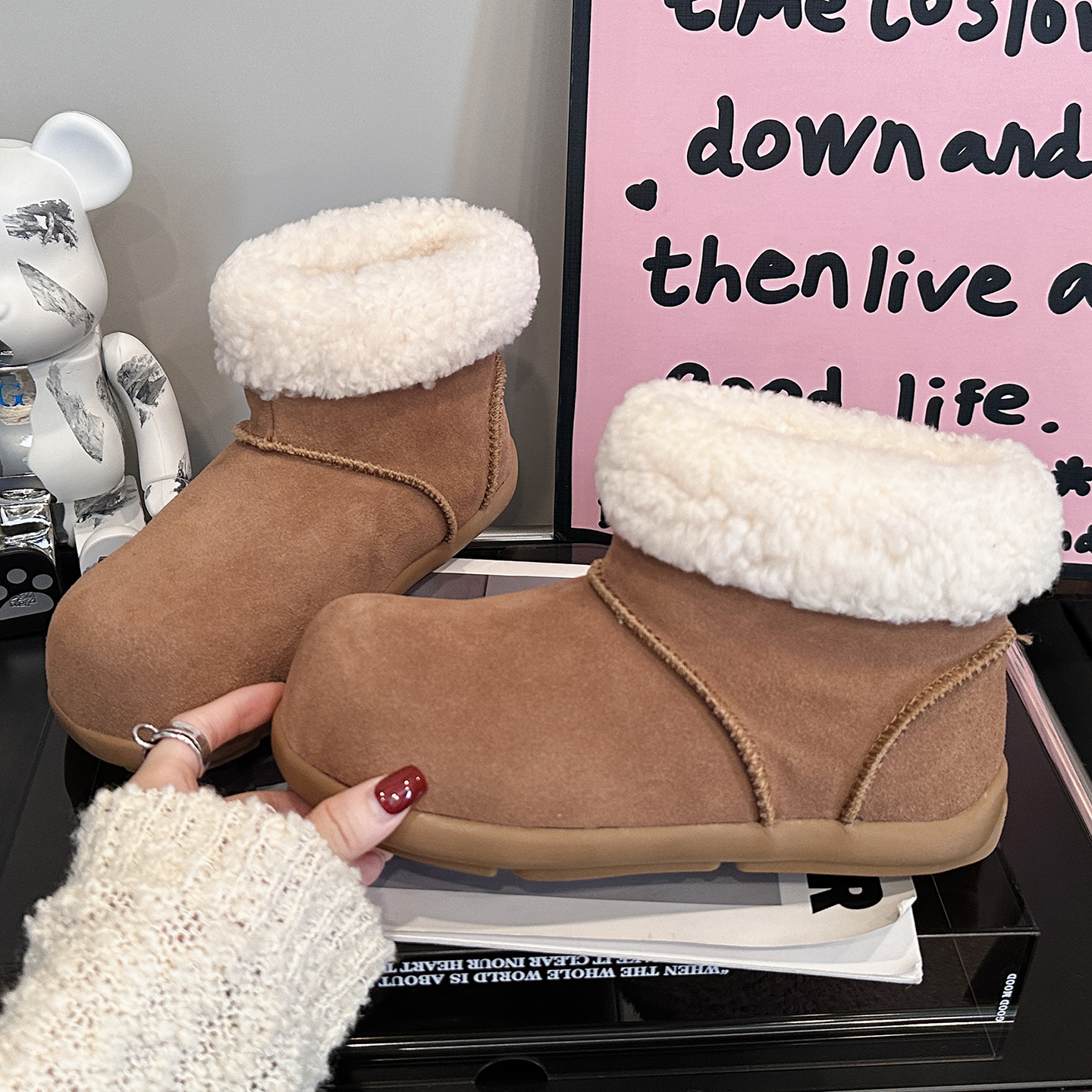 小土豆真皮羊毛雪地靴女冬季短靴