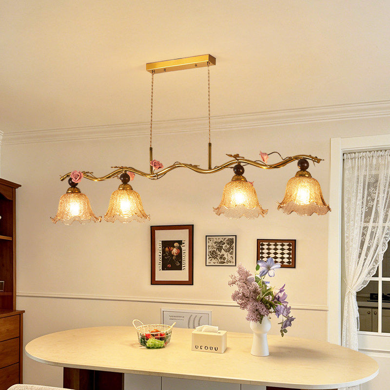 法式中古风一字餐厅吊灯轻奢高级感复古饭厅餐桌格调吧台长条吊灯