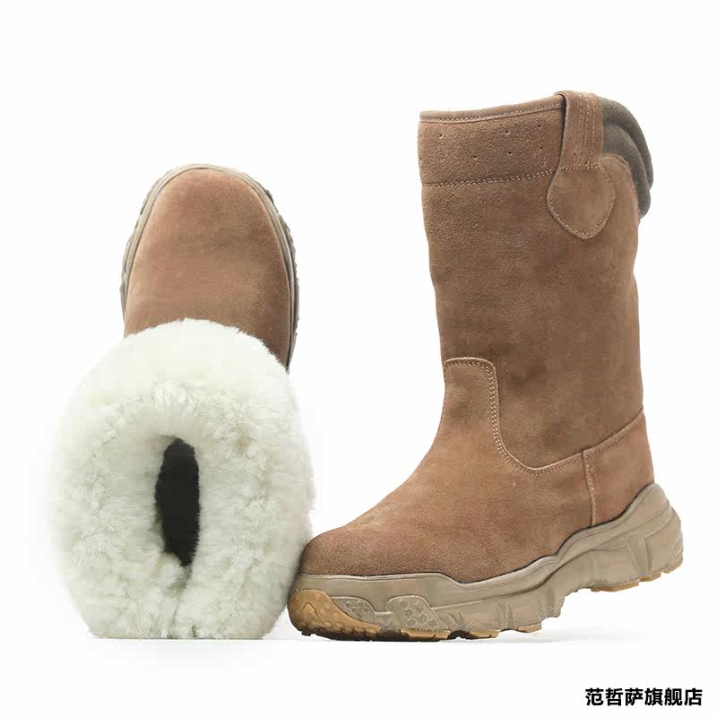 SNOW BOOTS WOMENS MENS WINTER BIG COTTON SHOES MENS THICK-SOLED FLEECE PURE WOOL COTTON BOOTS NORTHEAST FUR INTEGRATED SNOW BOOTS