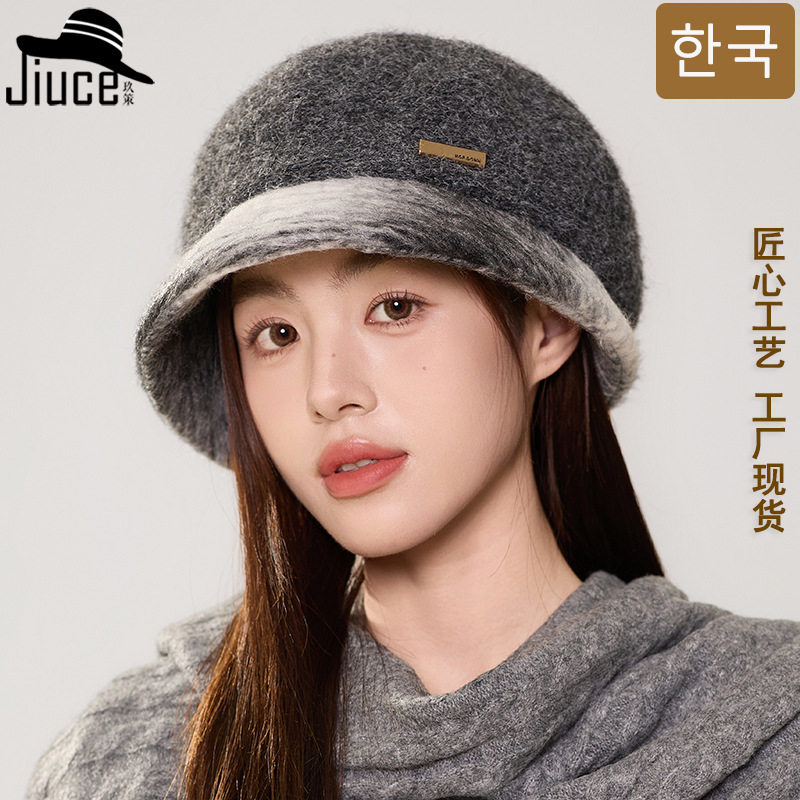秋冬天氛围感加厚针织渔夫帽女士韩国气质百搭保暖盆帽轻奢保暖帽
