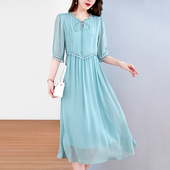 时尚 水墨佳人妈妈气质桑蚕丝连衣裙2025春夏新款 中年女装 简约真丝