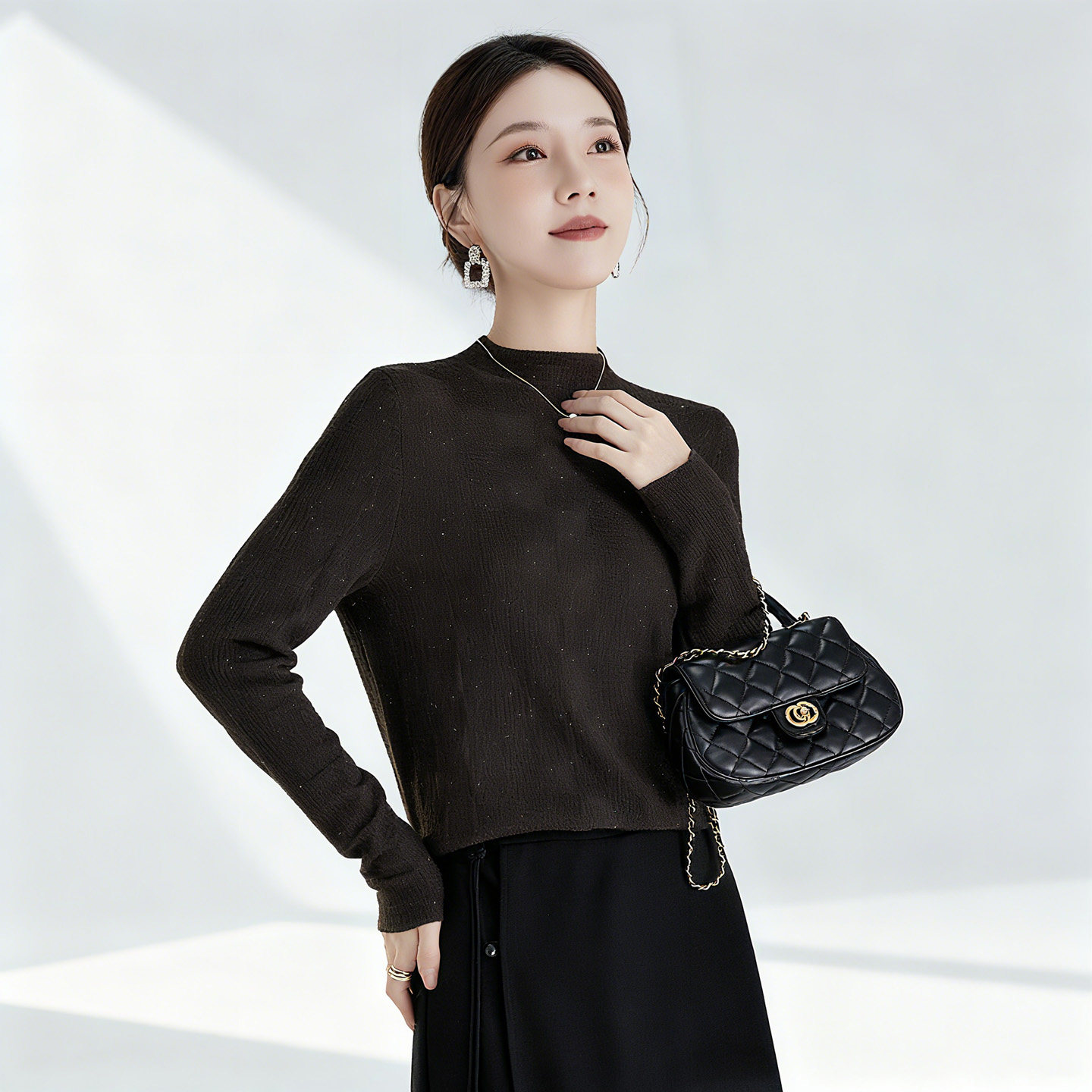 水墨佳人极简风半高领丝毛羊绒衫女秋冬季长袖百搭气质打底衫黑色,女装/女士精品,羊绒衫,淘宝优惠券,粉丝福利购,淘宝优惠卷