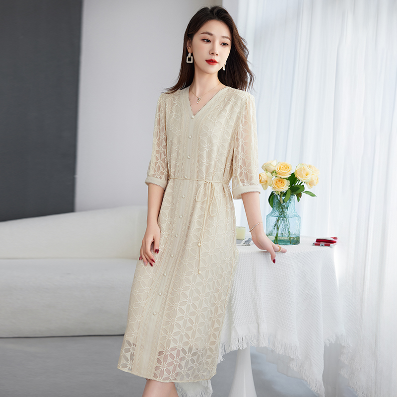 水墨佳人高端重工刺绣连衣裙