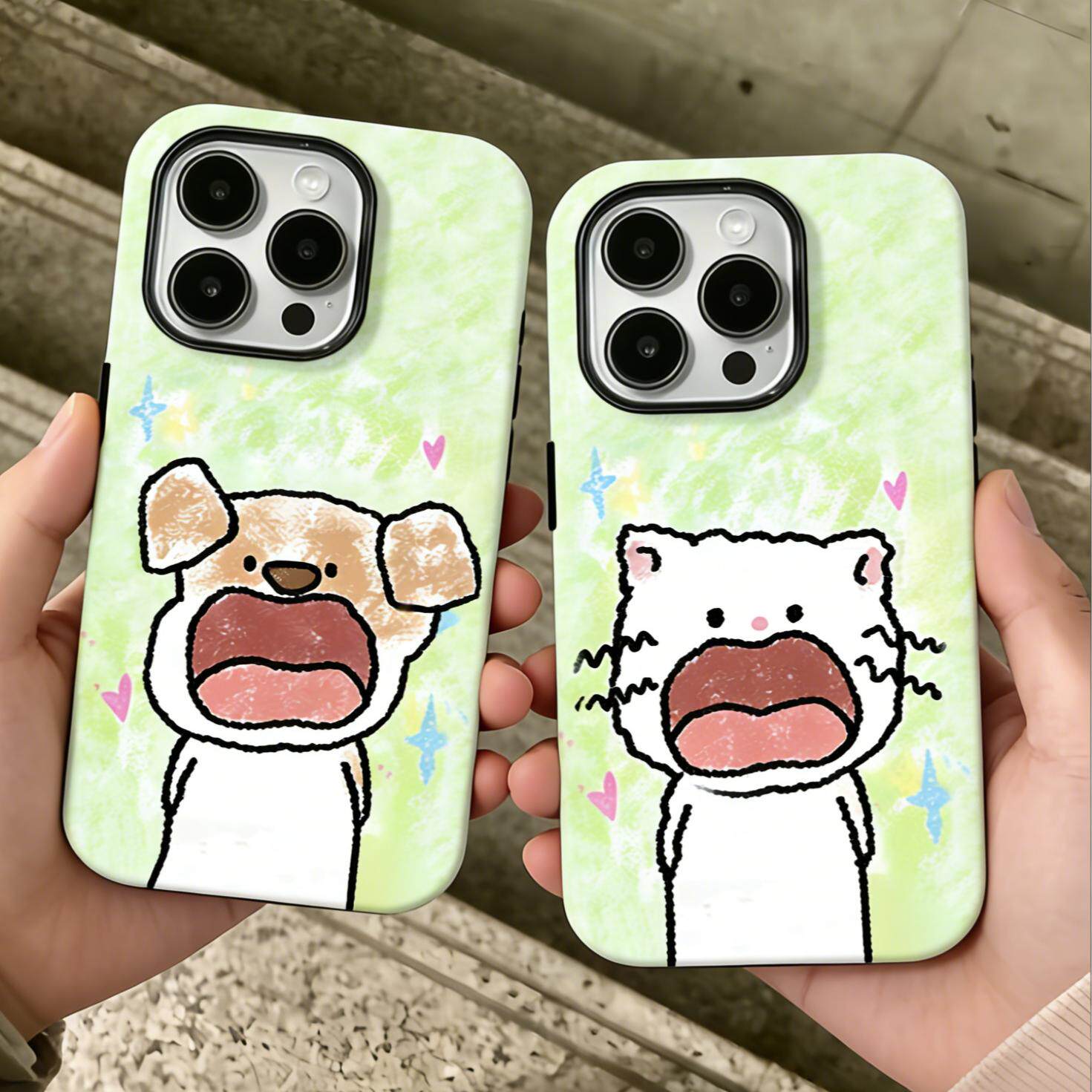 张嘴情侣猫狗适用苹果17Promax手机壳iphone16pro新款15pro小众16pm情侣14plus硅胶17pro创意全包防摔13/12壳