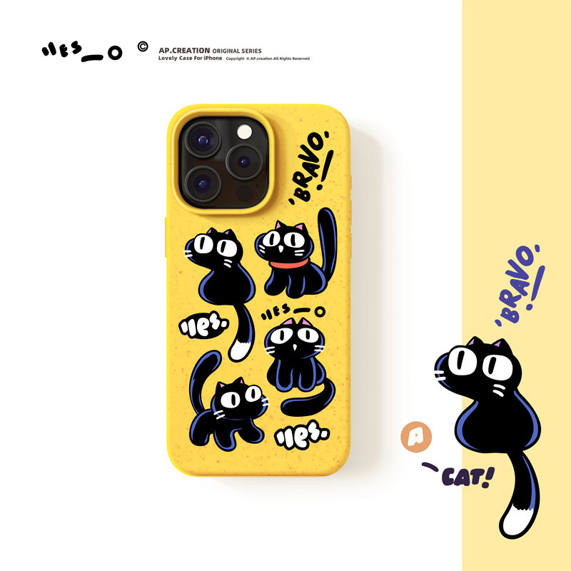 个性好玩怪怪小猫咪ins风格适用iphone16proMax手机壳苹果15Pro可降解14plus/13pro/12/11软壳可爱保护套XR/8